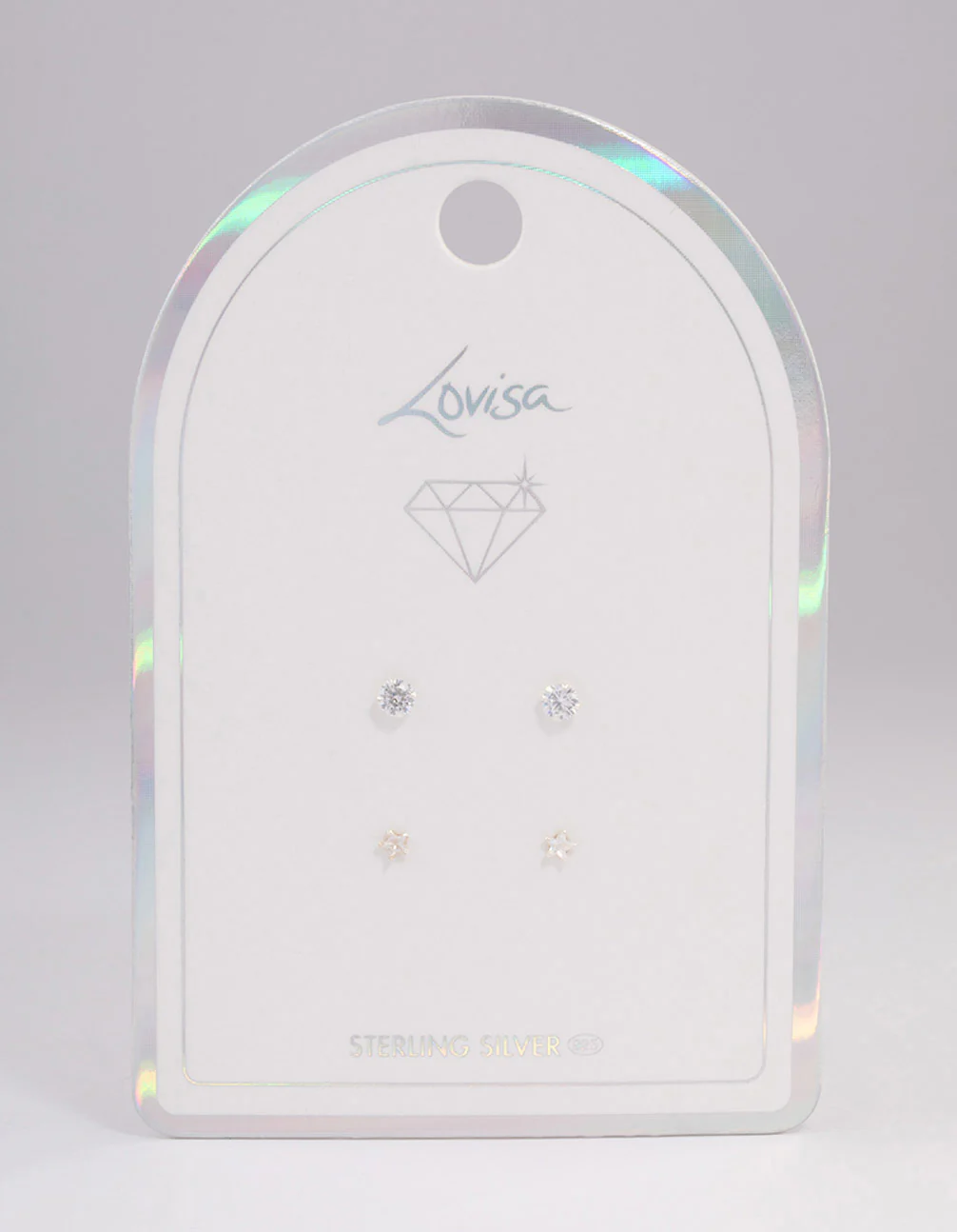 Sterling Silver Diamante & Star Stud Earring Pack - Image 3