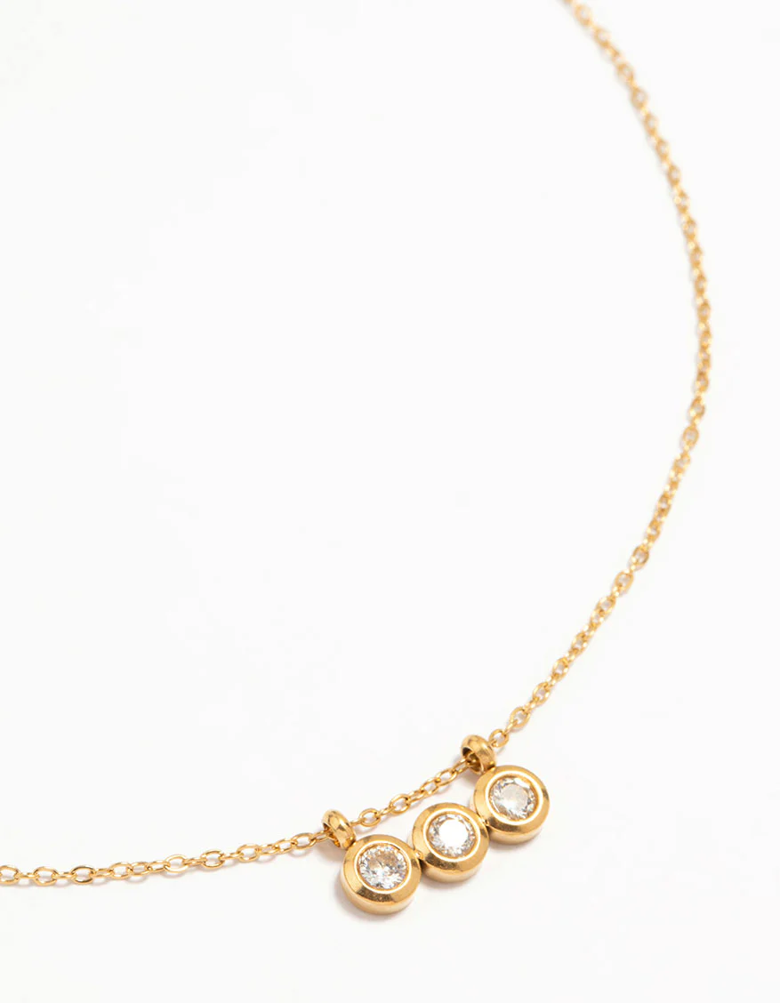 Waterproof Gold Plated Glass Circle Pendants Necklace