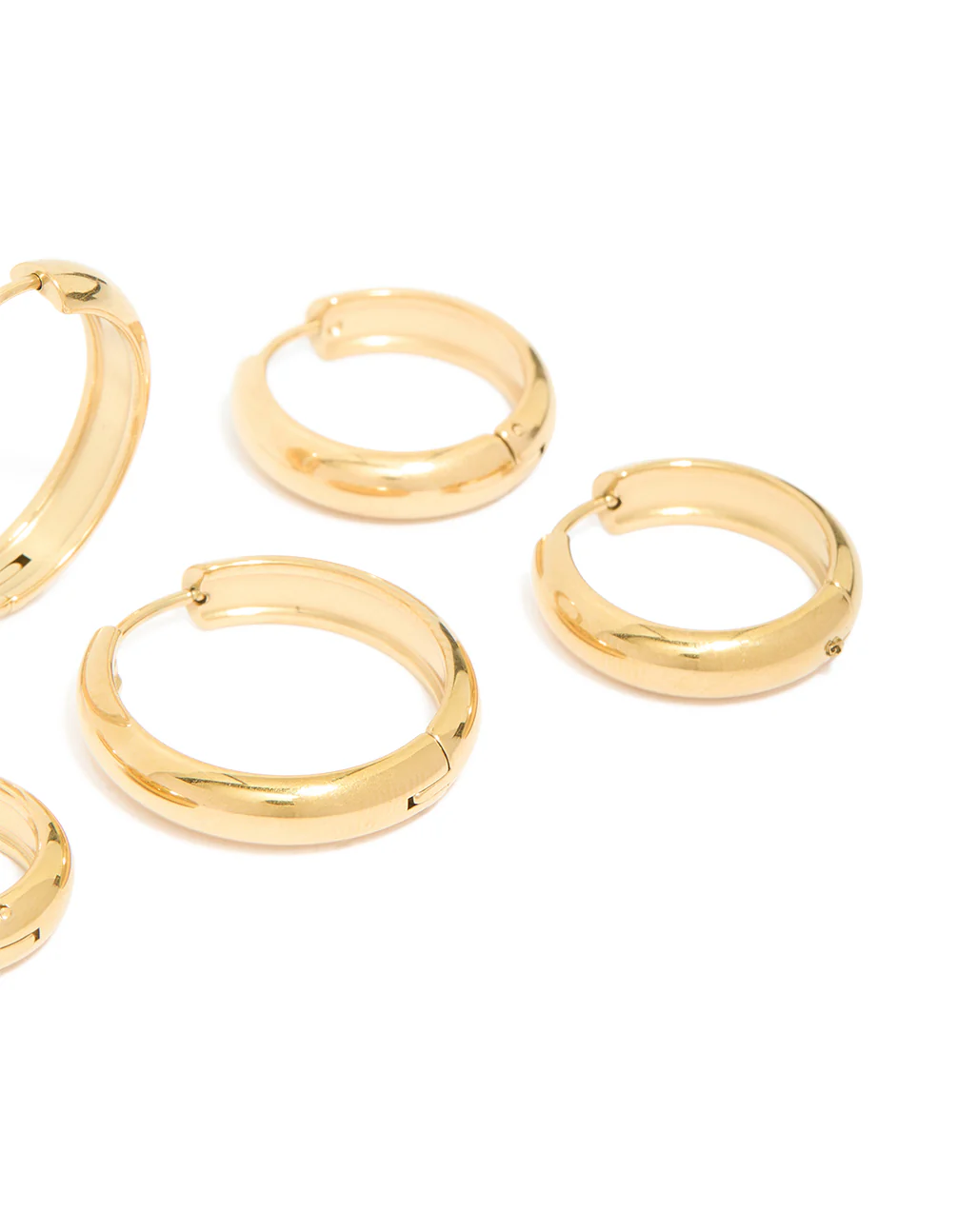 Waterproof Gold Plated Stainless Steel Chubby Hoop Earrings 3-Pack - Image 5