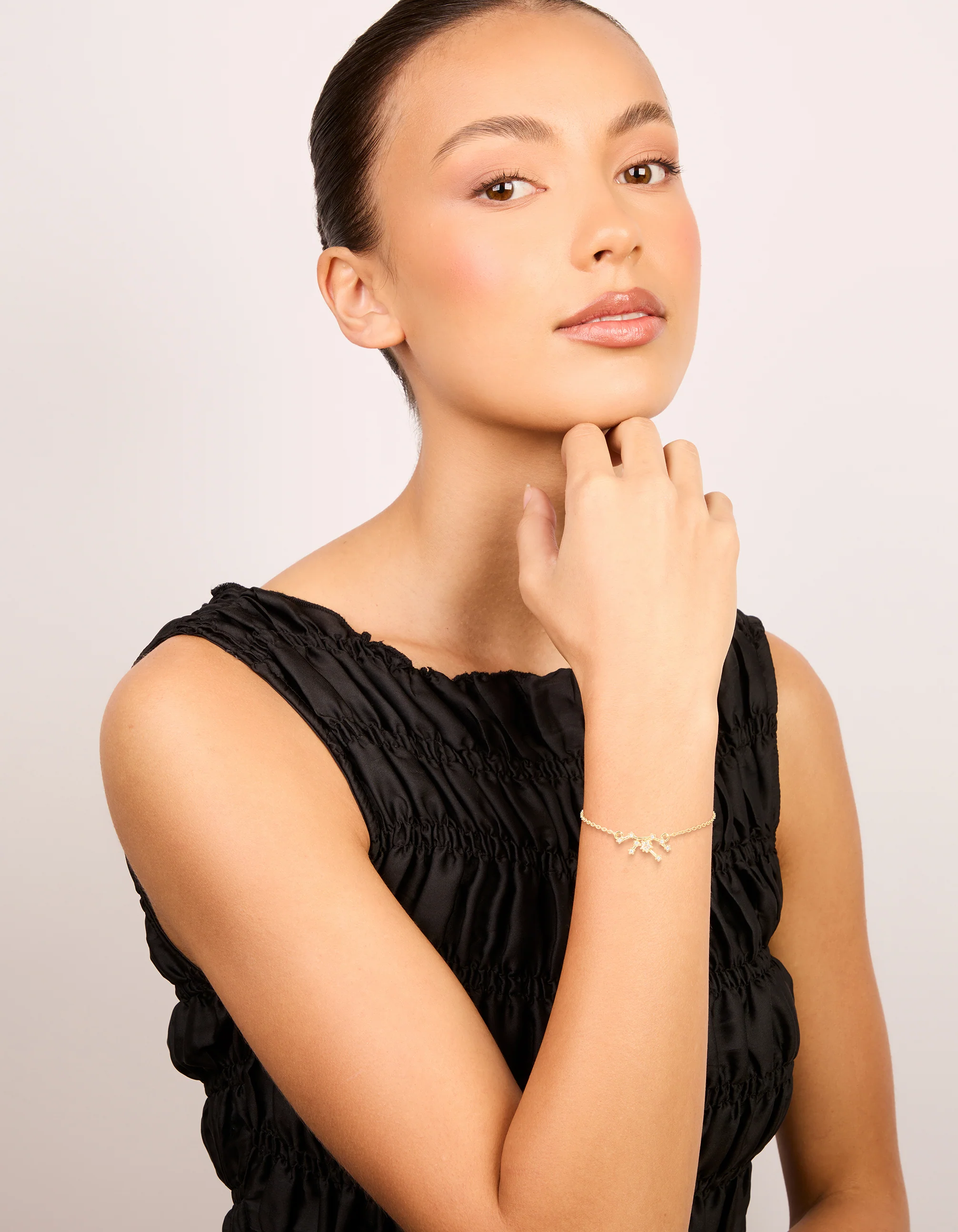 Waterproof Gold Plated Stainless Steel Cubic Zirconia Virgo Zodiac Sign Bracelet - Image 3